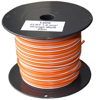 25m-Spule 1mm² orange/weiß