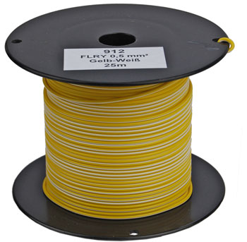 Bild vom Artikel FLRY-A 0,50 qmm, Fahrzeugleitung , Gelb-Weiß  (25m-Spule)