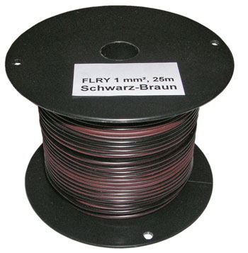 Bild vom Artikel FLRY Fahrzeugleitung 1,0 mm², Schwarz-Braun  (25m-Spule)