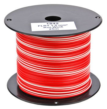 FLRY Fahrzeugleitung, 1.5 mm², Rot-Weiß (25m-Spule) in KFZ-Elektrik > KFZ- Leitungen mit 1,5mm²