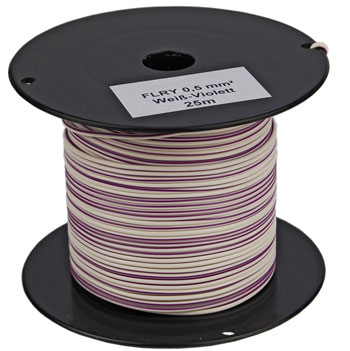 Bild vom Artikel FLRY-A Fahrzeugleitung 0,50 qmm, Weiß-Violett  (25m-Spule)