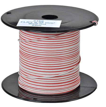 Bild vom Artikel FLRY-A 0.35 mm² Weiß-Rot, Fahrzeugleitung (25m-Spule)