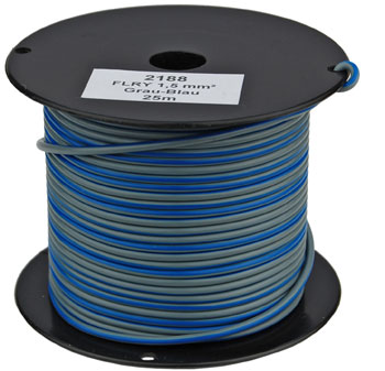 FLRY 1.5 mm² Fahrzeugleitung, Grau-Blau (25m-Spule) in KFZ-Elektrik >  KFZ-Leitungen mit 1,5mm²