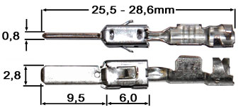 Maße JPT-Stiftkontakt 1,5-2,5mm²