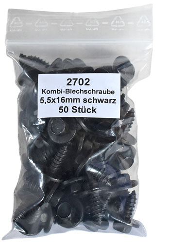 Kombi-Blechschraube 5,5x16mm schwarz (DIN 7976), *VE: 50 Stück* in