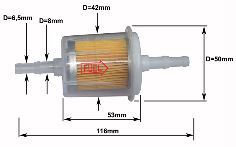 Universal-Benzinfilter (Groß), transparent in Kraftstoffsystem