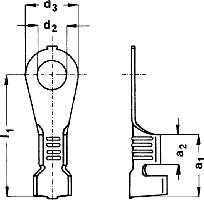 Abmaße des Krallenkabelschuhes in Ringform