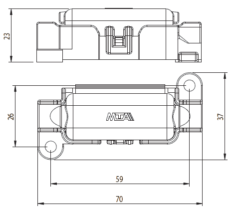 MIDI-Sicherungsahlter, Abmessungen